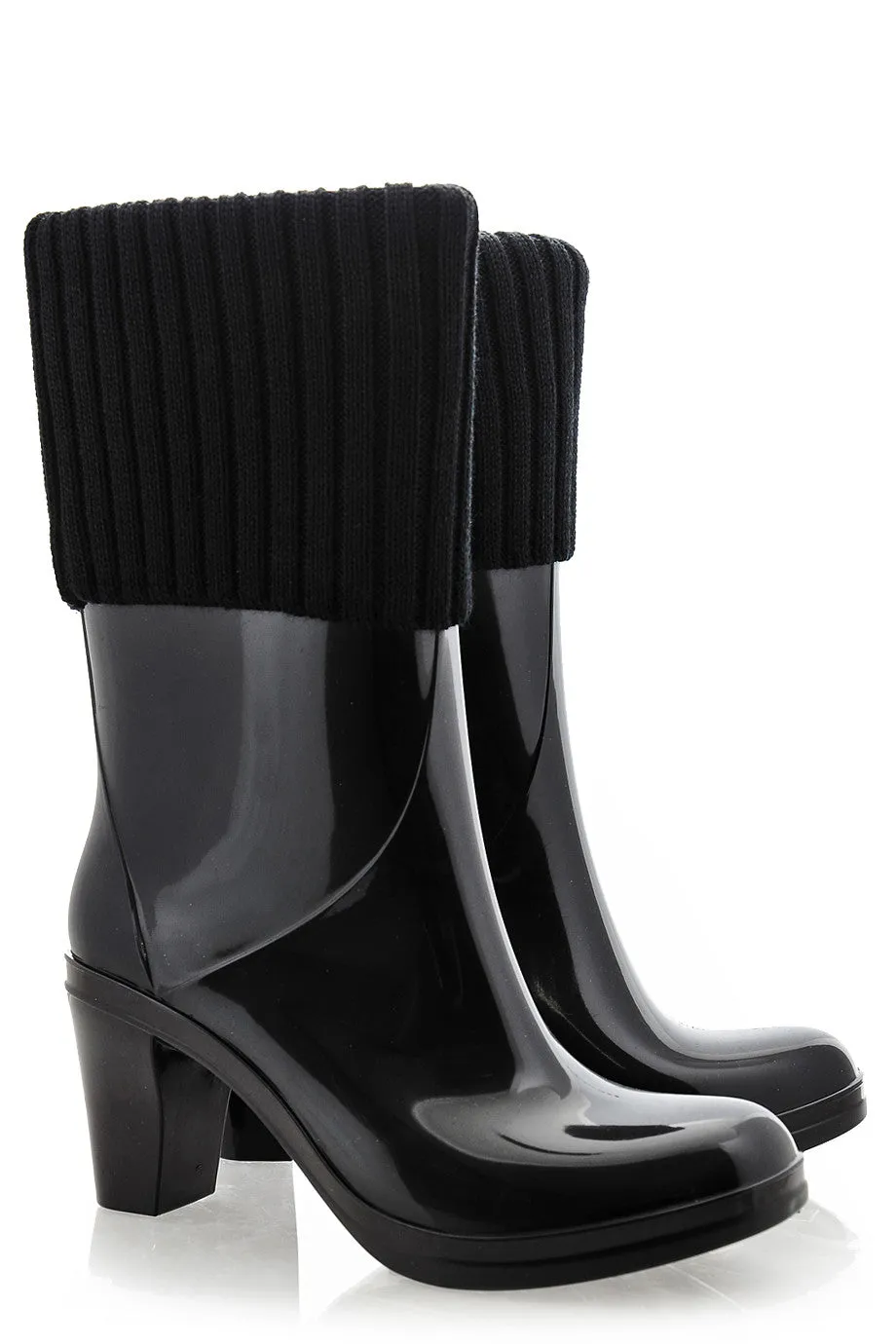 DIVA Black Patent Rubber Ankle Boots