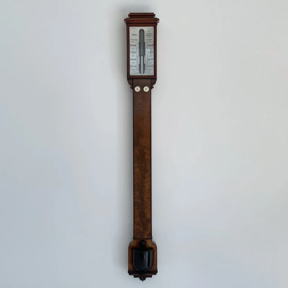 Early Victorian Mahogany Stick Barometer by Patrick Adie of London