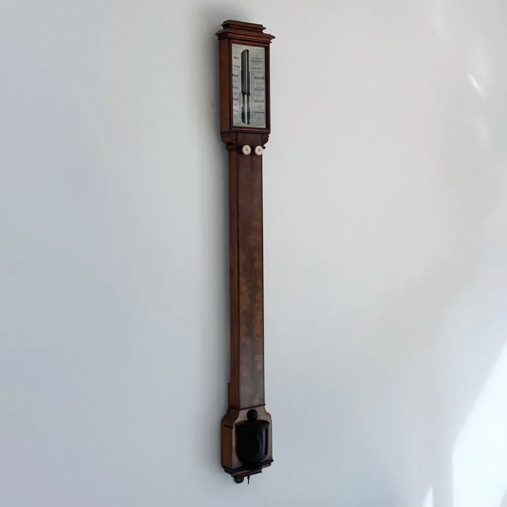 Early Victorian Mahogany Stick Barometer by Patrick Adie of London