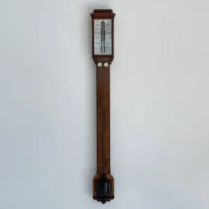 Early Victorian Mahogany Stick Barometer by Patrick Adie of London