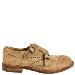 Eleventy Perforated Suede Shoes in Warm Brown