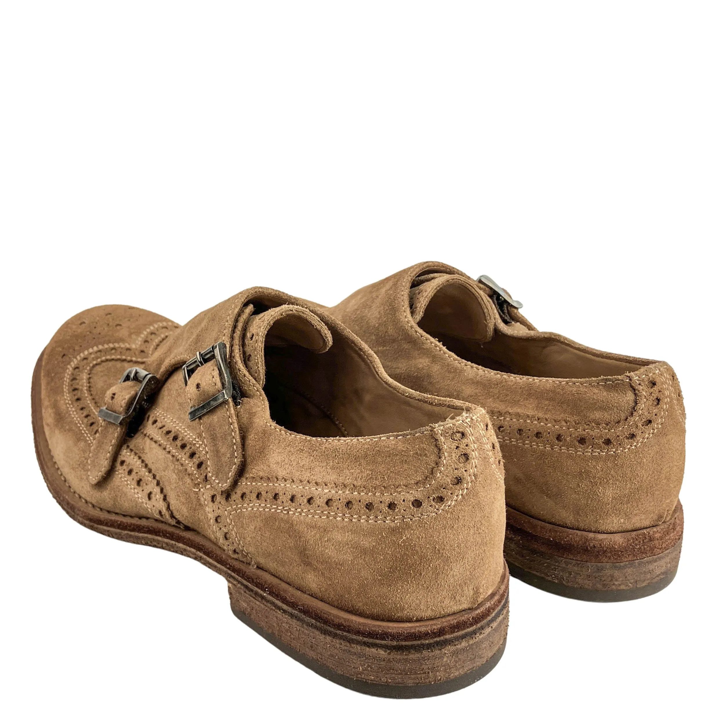 Eleventy Perforated Suede Shoes in Warm Brown