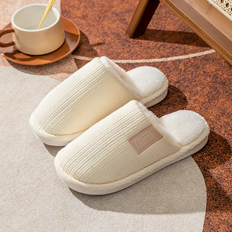 Fashion Indoor Home Slippers Non-slip Floor Shoes For Women Men Soft Bottom Velvet  Fur Slides House Shoes Bedroom Slipper