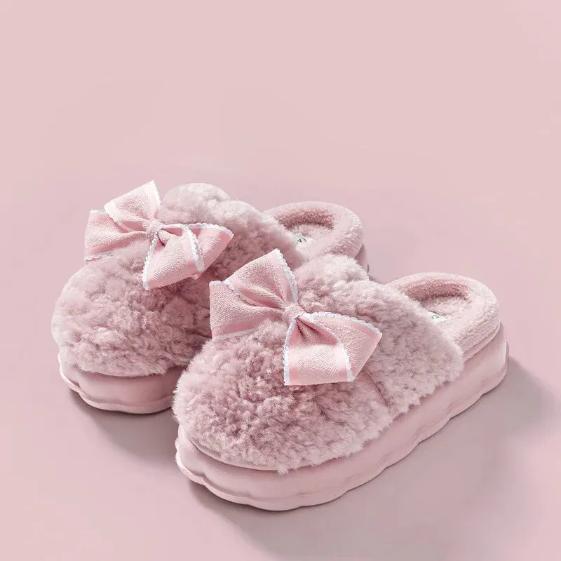 Fluffy Ribbon Slippers