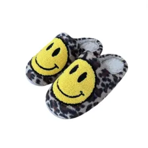 Fluffy Smile Slippers Animal Print