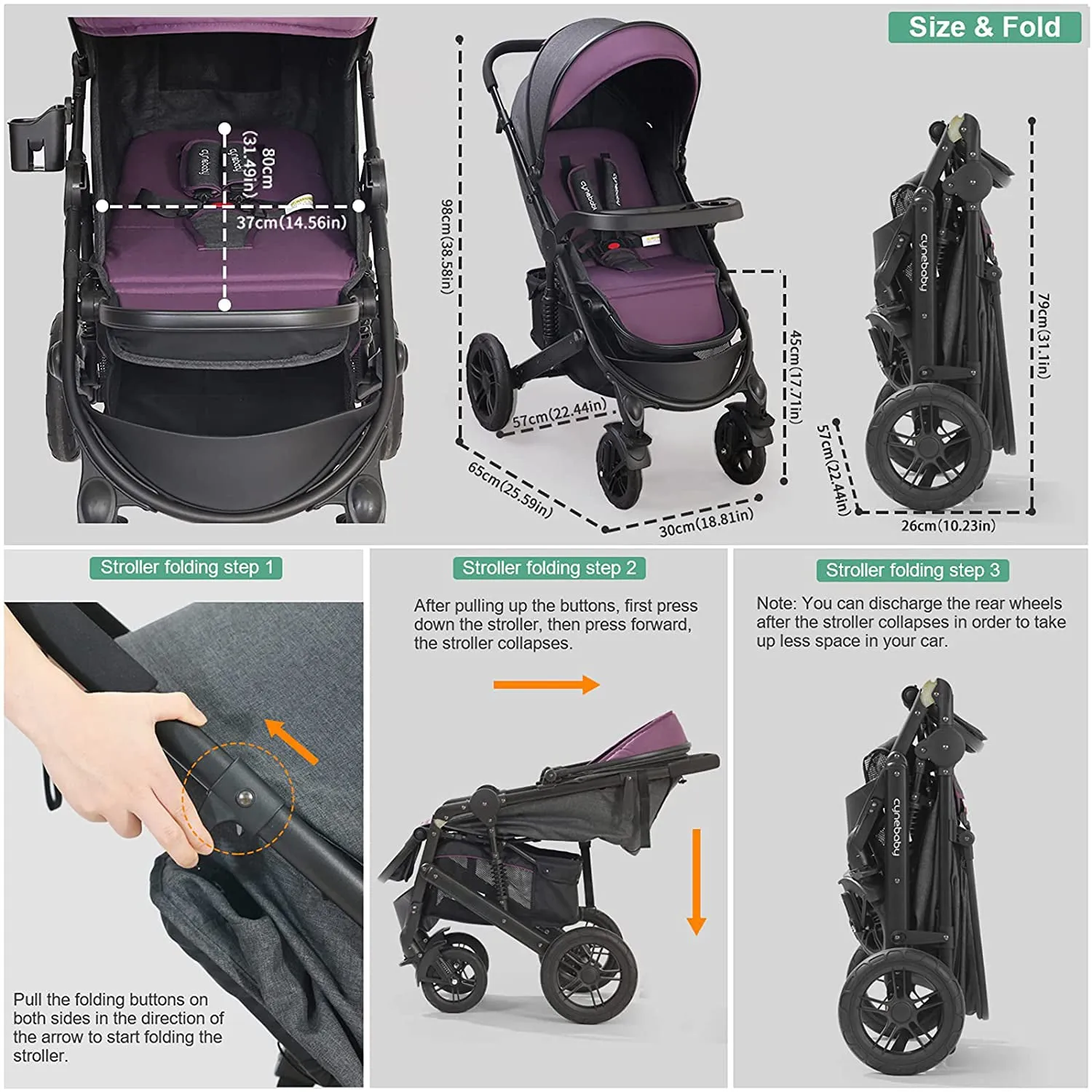 Foldable 2-in-1 Lightweight Pushchair Baby Stroller