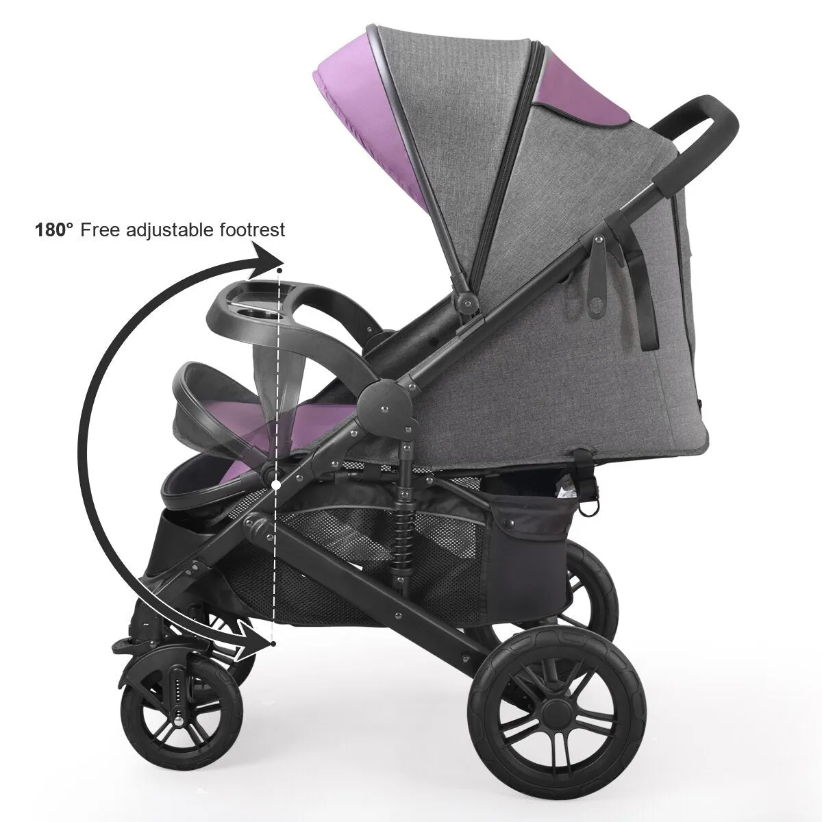 Foldable 2-in-1 Lightweight Pushchair Baby Stroller