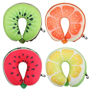 Fruit U Shaped Travel Pillow Nanoparticles Car Neck Pillow Watermelon Lemon Kiwi Orange Pillows Soft Cushion Home Textile