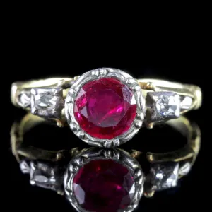 Georgian 18Ct Gold Ruby Ring 1.50Ct Ruby