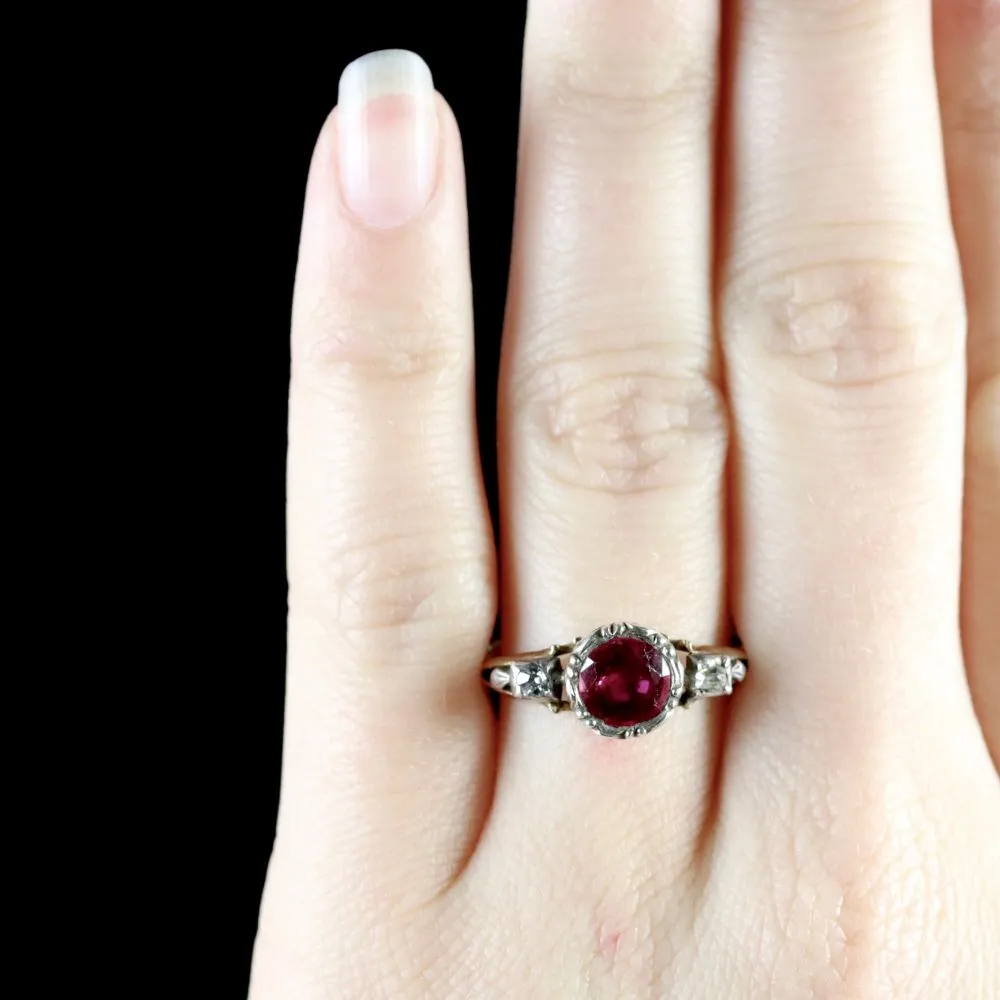 Georgian 18Ct Gold Ruby Ring 1.50Ct Ruby