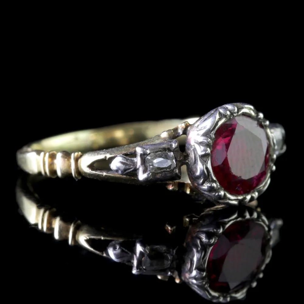 Georgian 18Ct Gold Ruby Ring 1.50Ct Ruby