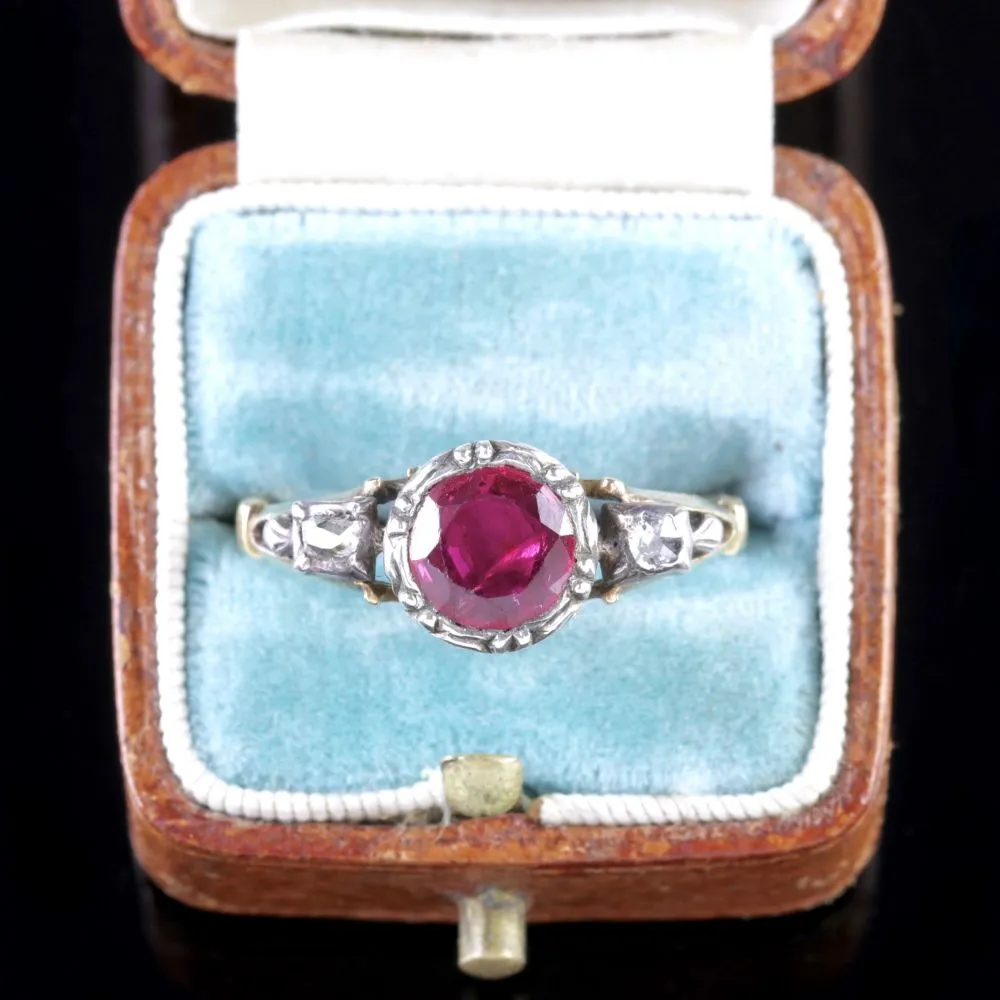 Georgian 18Ct Gold Ruby Ring 1.50Ct Ruby