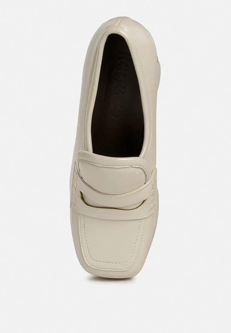 GILLIAM Beige High Platform Wedge Loafers