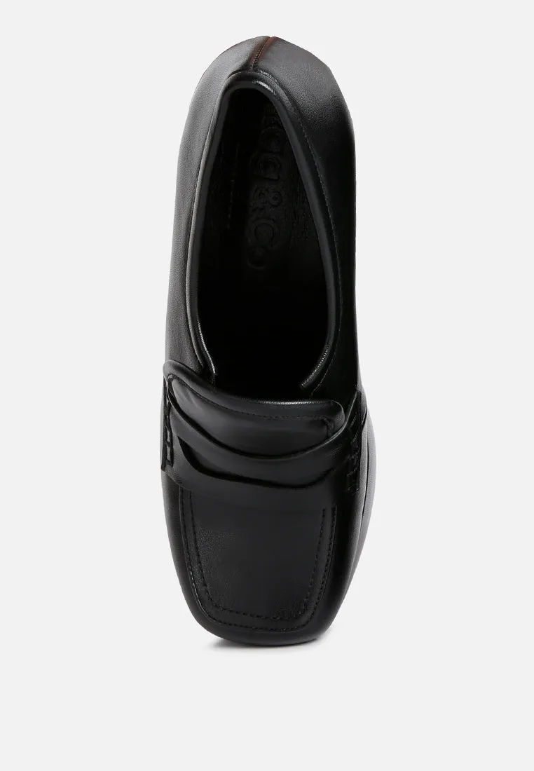 GILLIAM Black High Platform Wedge Loafers