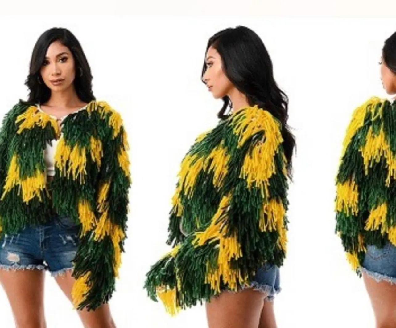 Green/Yellow Shaggy Sweater