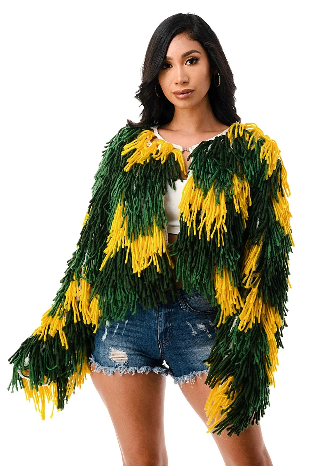 Green/Yellow Shaggy Sweater