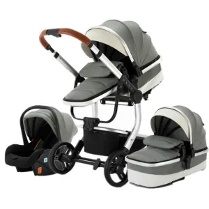 Grey Upgraded Luxury 3-in-1 Baby Stroller