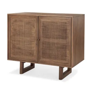 Grier Accent Cabinet Medium Brown Wood | Cane Accent | 2 Door