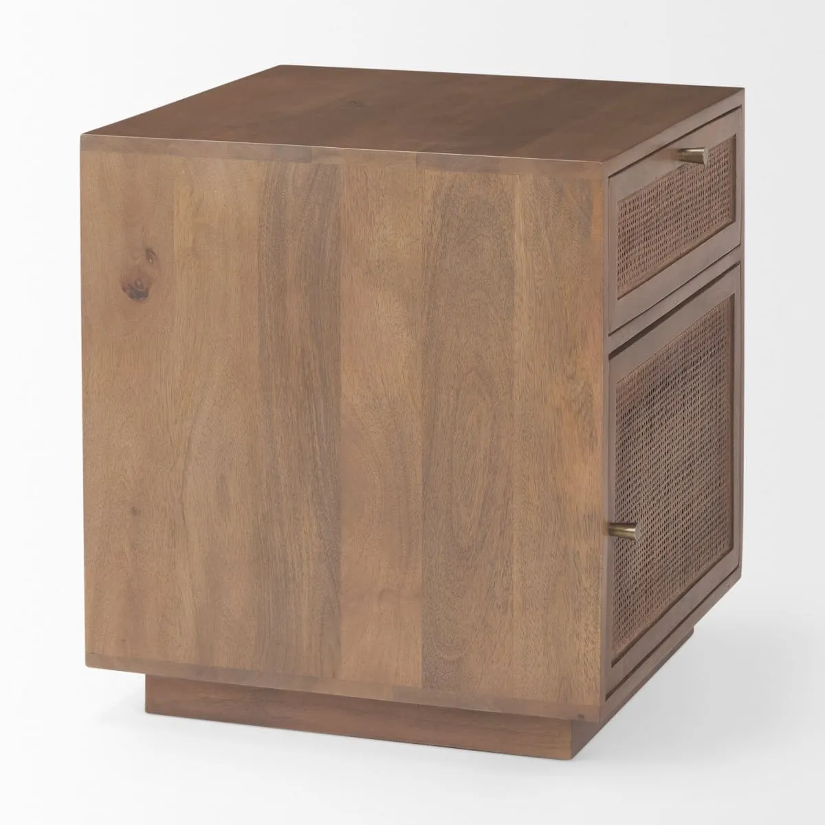 grier end side table Medium Brown Wood | Cane Accent | 1 Door & Drawer