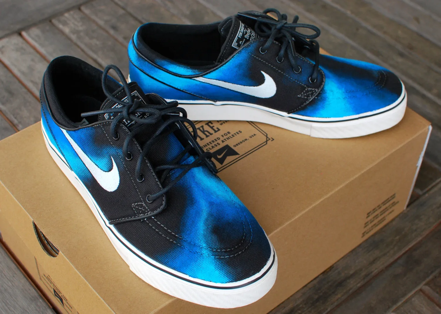 Hand painted Blue Smoke Nike Stefan Janoski Skate Shoes