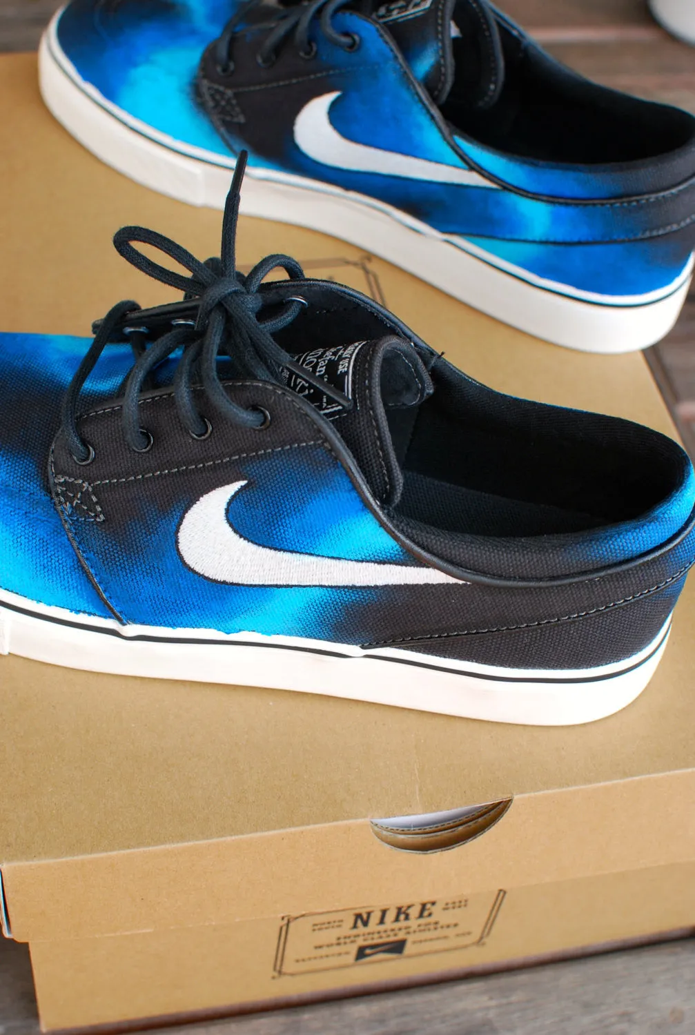 Hand painted Blue Smoke Nike Stefan Janoski Skate Shoes