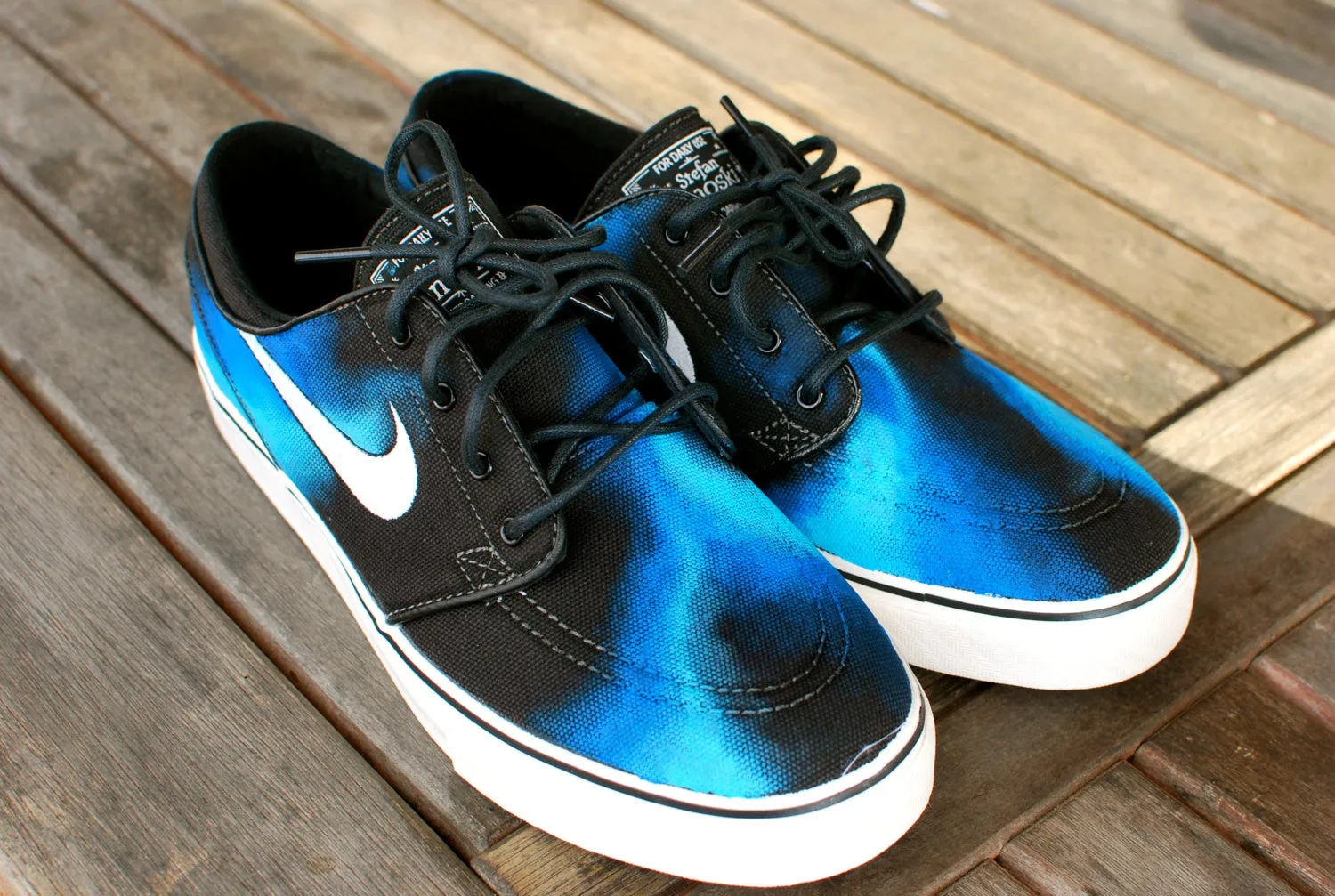 Hand painted Blue Smoke Nike Stefan Janoski Skate Shoes