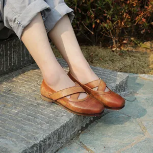 Handmade Retro Leather Flat Comfortable Women's Shoes | Gift Shoes