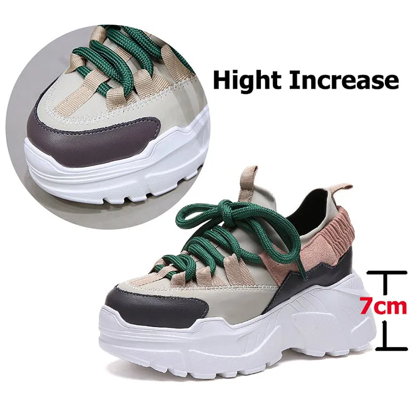 Height Increasing 6 CM Women Running Shoes / Female Sport Aesthetic Shoes