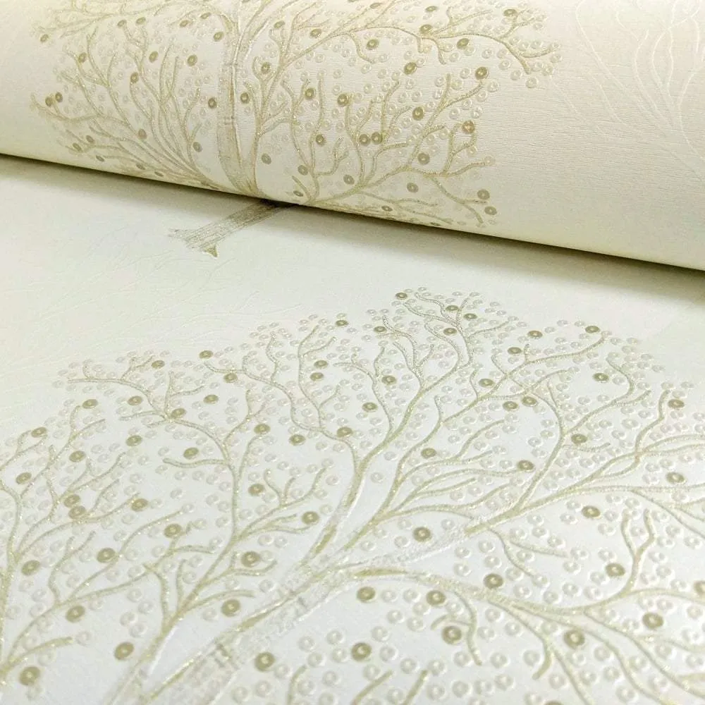 Holden Ornella Cream Tree Glitter Wallpaper - 35250