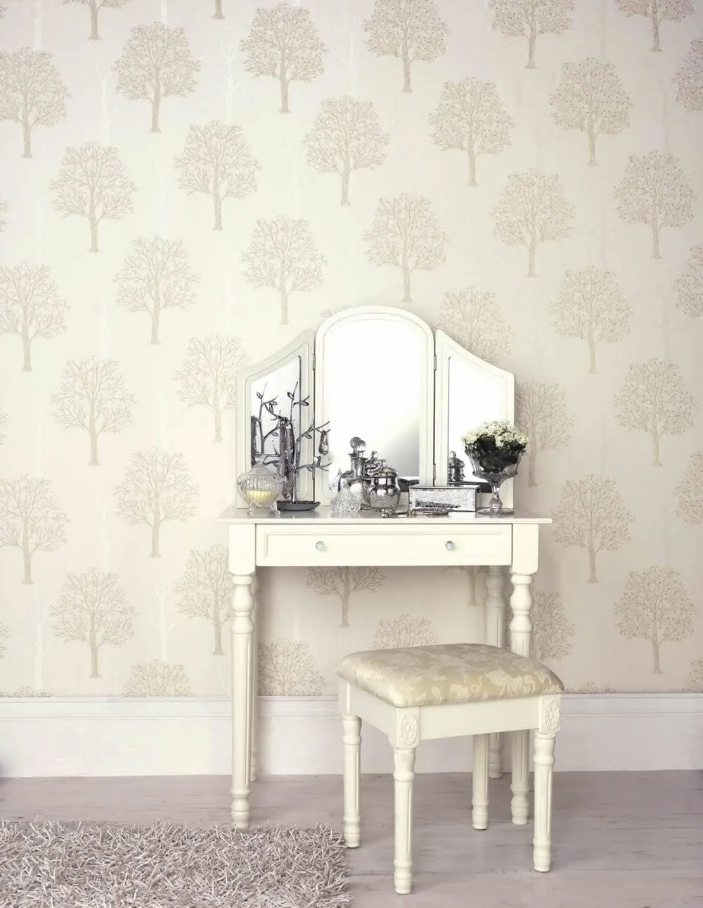 Holden Ornella Cream Tree Glitter Wallpaper - 35250