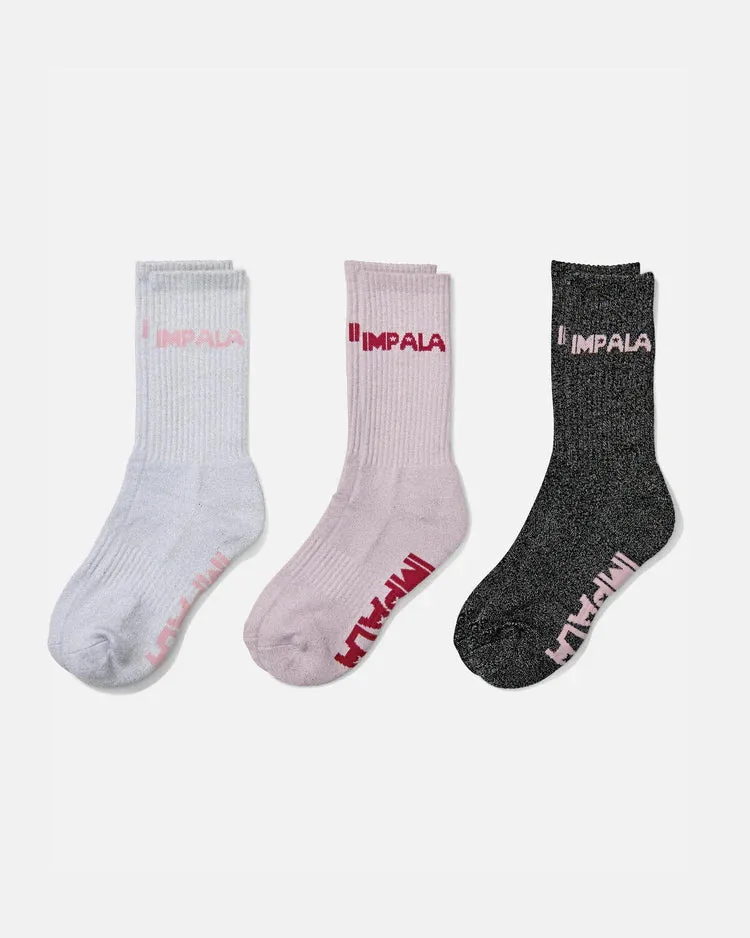 Impala Skate Socks 3 Pack - Sparkle