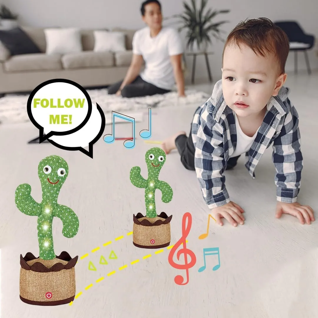 INDIA TOY TWalking Dancing Cactus Baby Toys with Upgraded Running Mode and Repeat What You Say, Plush Toys with Cool Lighting Included 120 Songs,Recording, Gifts