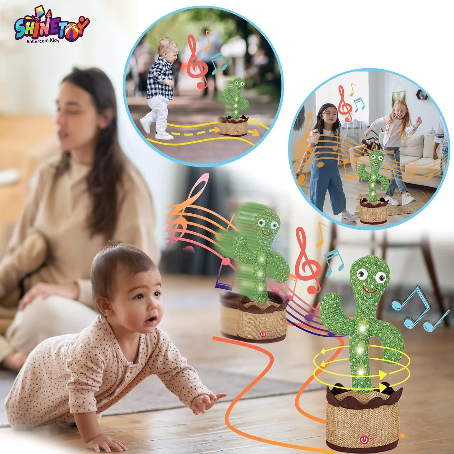 INDIA TOY TWalking Dancing Cactus Baby Toys with Upgraded Running Mode and Repeat What You Say, Plush Toys with Cool Lighting Included 120 Songs,Recording, Gifts