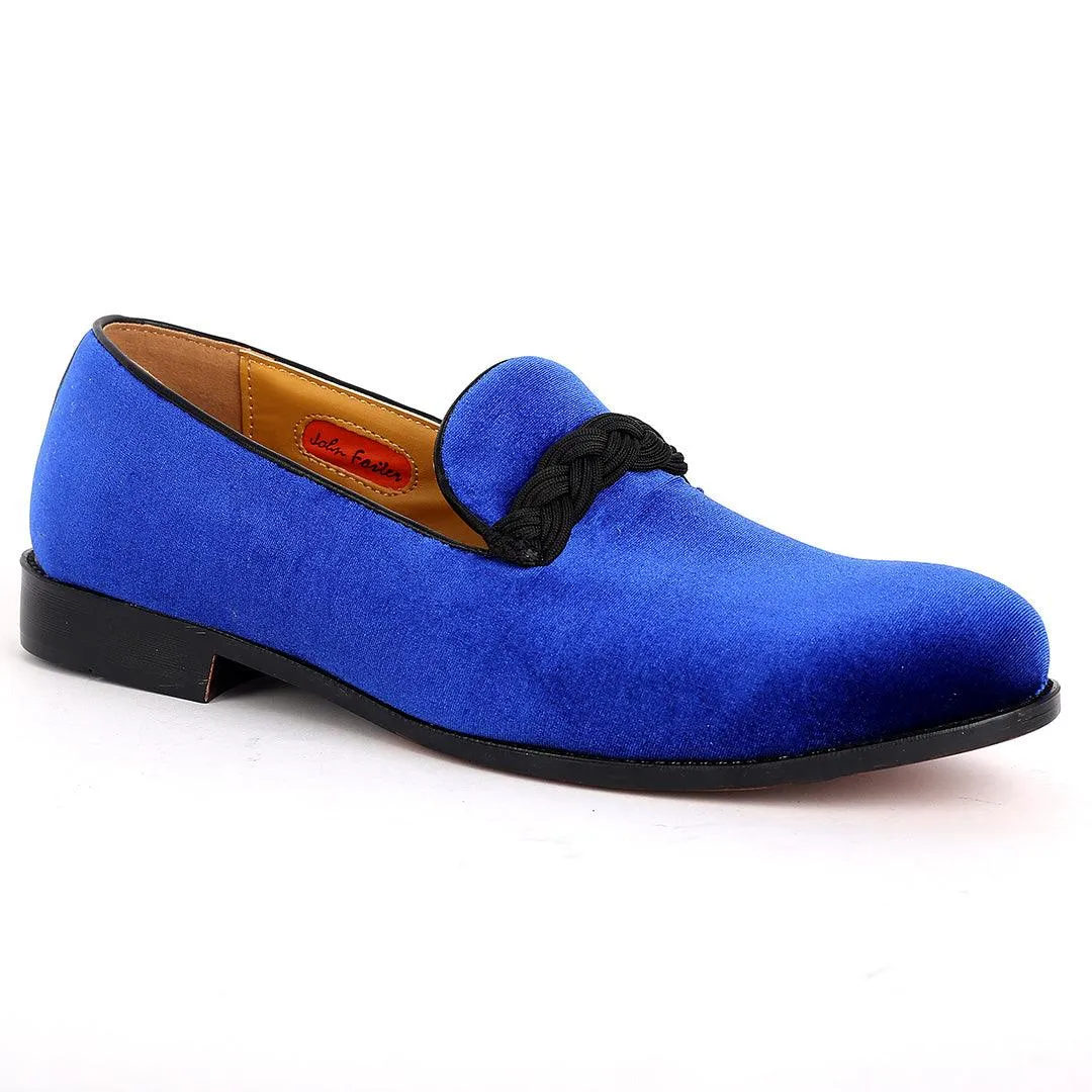 John Foster Twisted Woven Strap Blue Suede Leather Men's Shoe