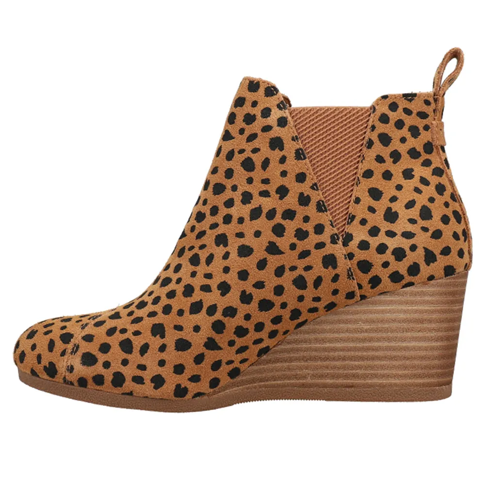 Kelsey Leopard Pull On Wedge Booties