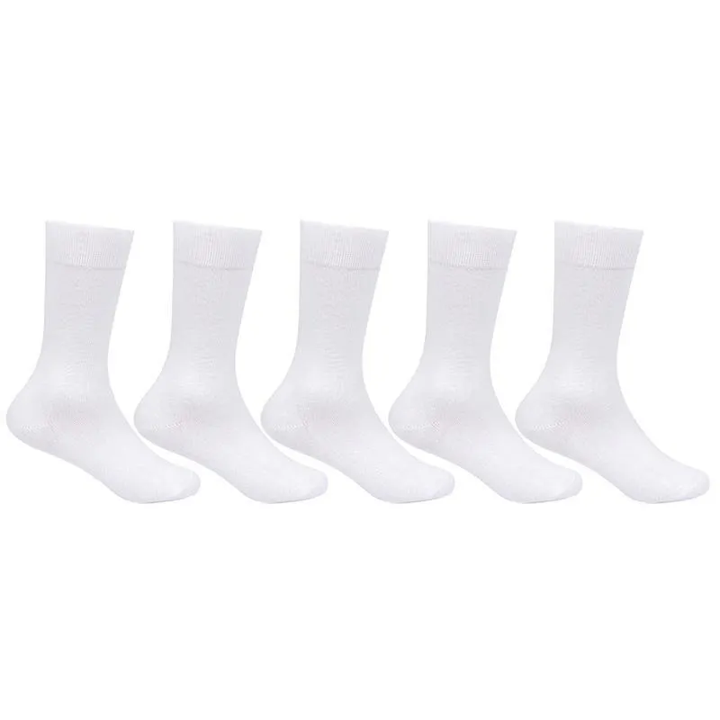 Kids Plain White Cotton School Socks - Pack of 5