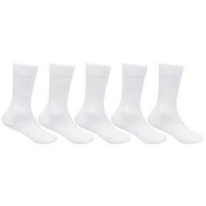 Kids Plain White Cotton School Socks - Pack of 5