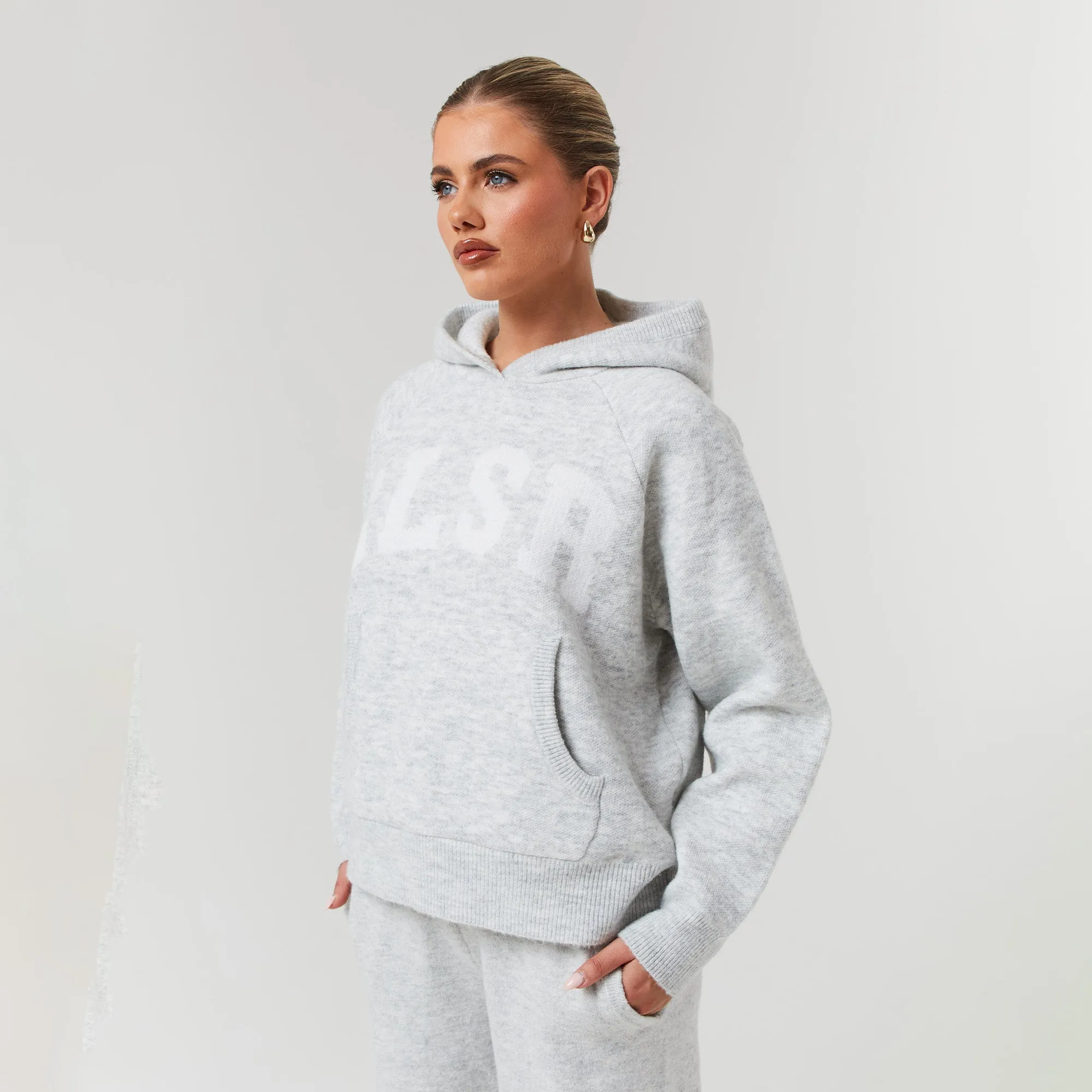 Knit Hoodie | Light Grey Marl