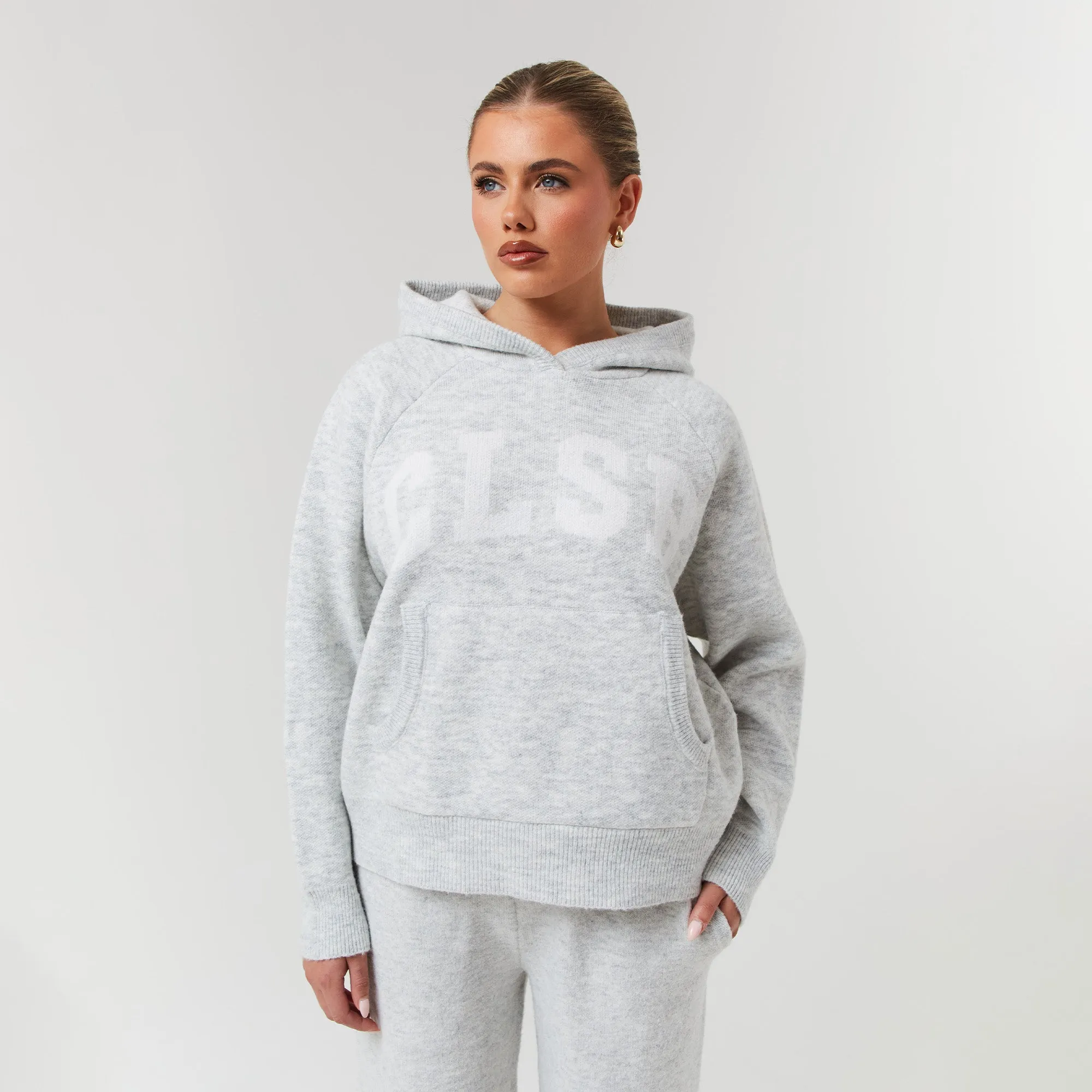 Knit Hoodie | Light Grey Marl