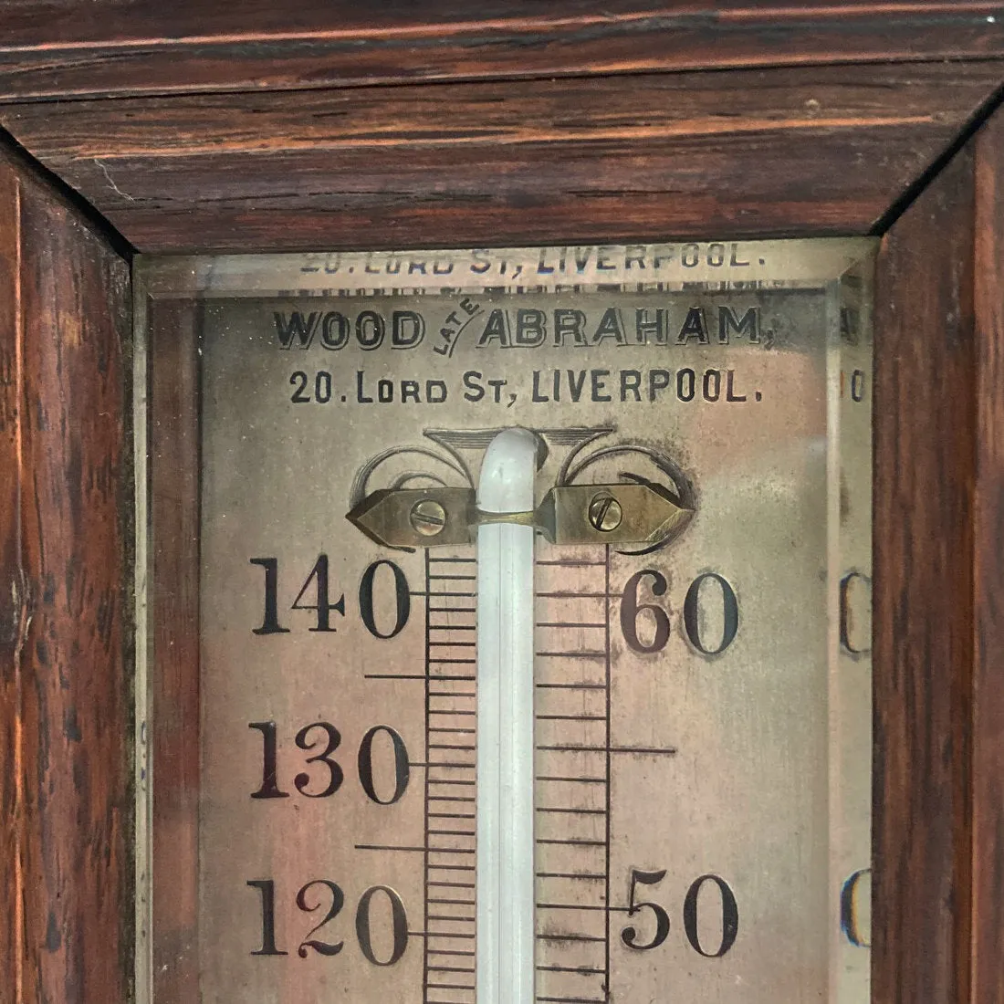 Large Mid Victorian Carved Oak Display Thermometer by Wood Late Abraham Liverpool