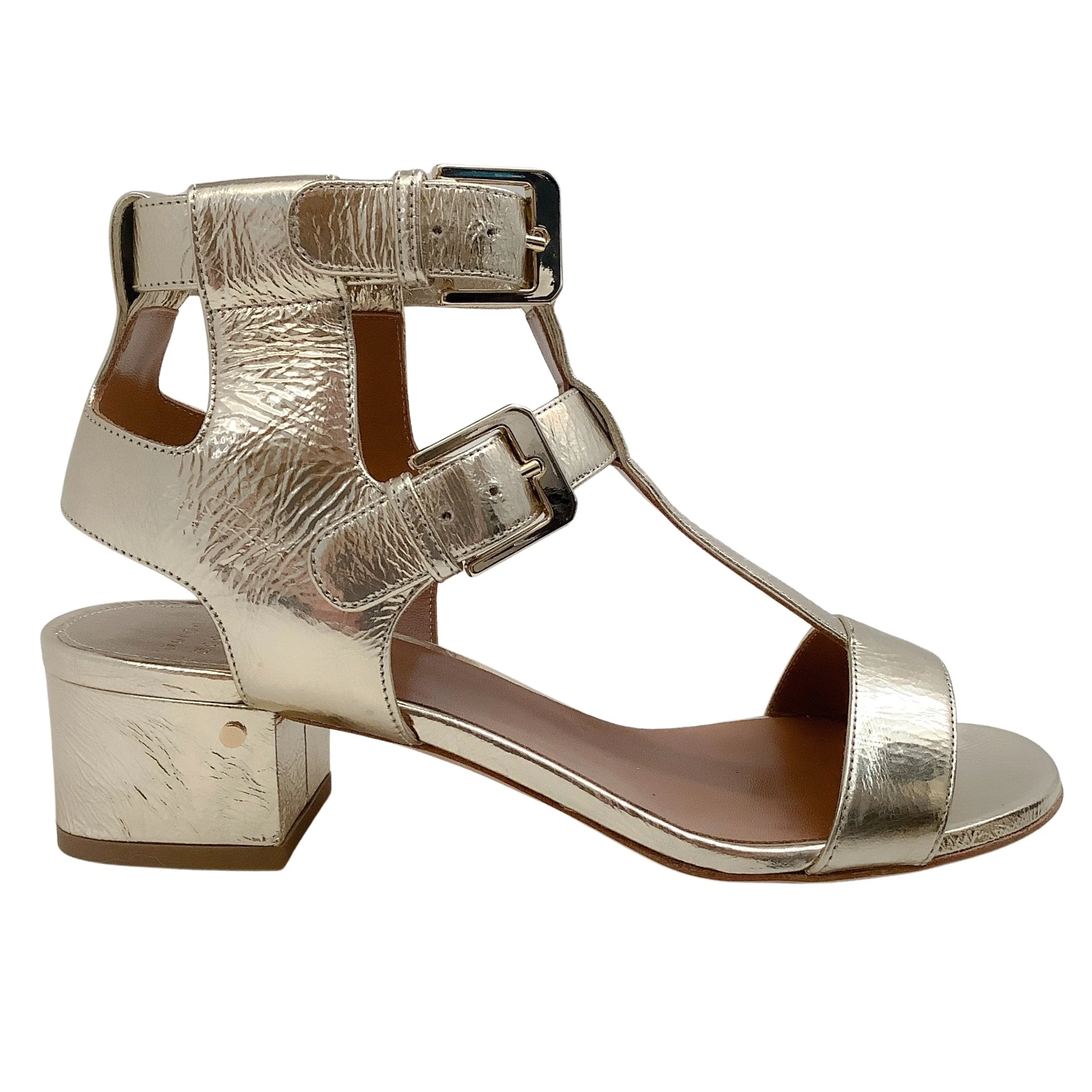 Laurence Dacade Gold Laminated Leather Daho Gladiator Sandals