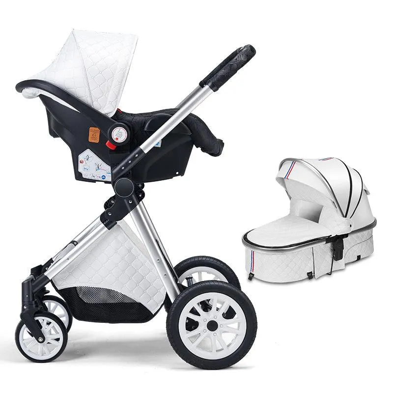 Luxury White Premium 3-In-1 Baby Stroller