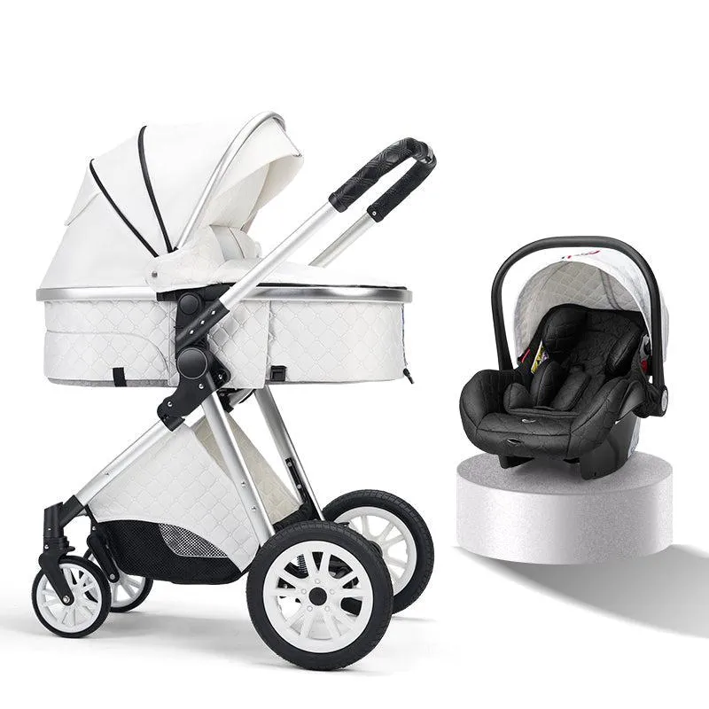 Luxury White Premium 3-In-1 Baby Stroller