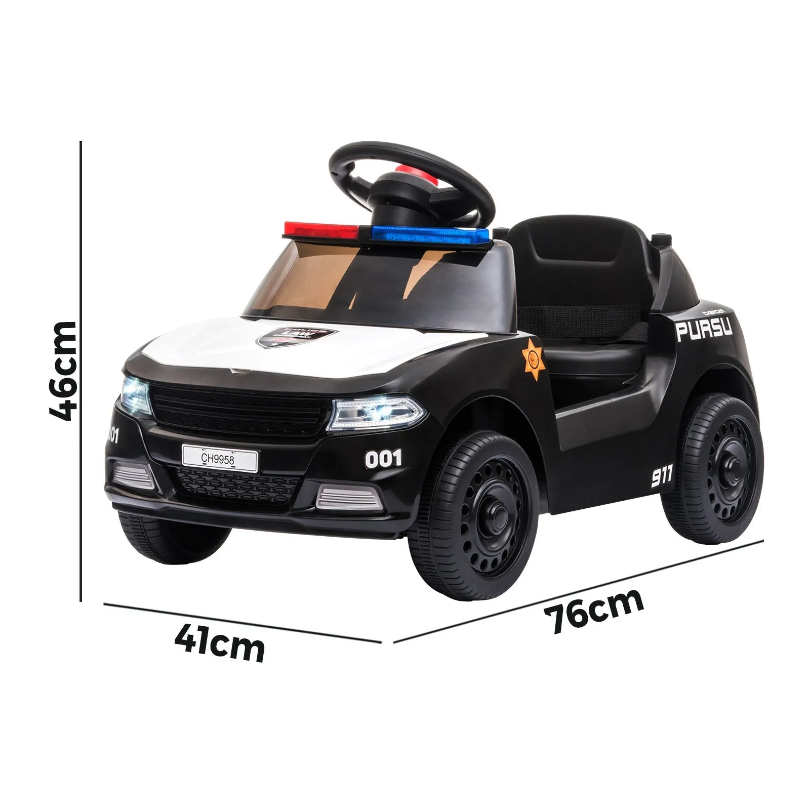 Mazam Kids Ride On Car Electric Toys Inspired Patrol Police Gift for Toddlers