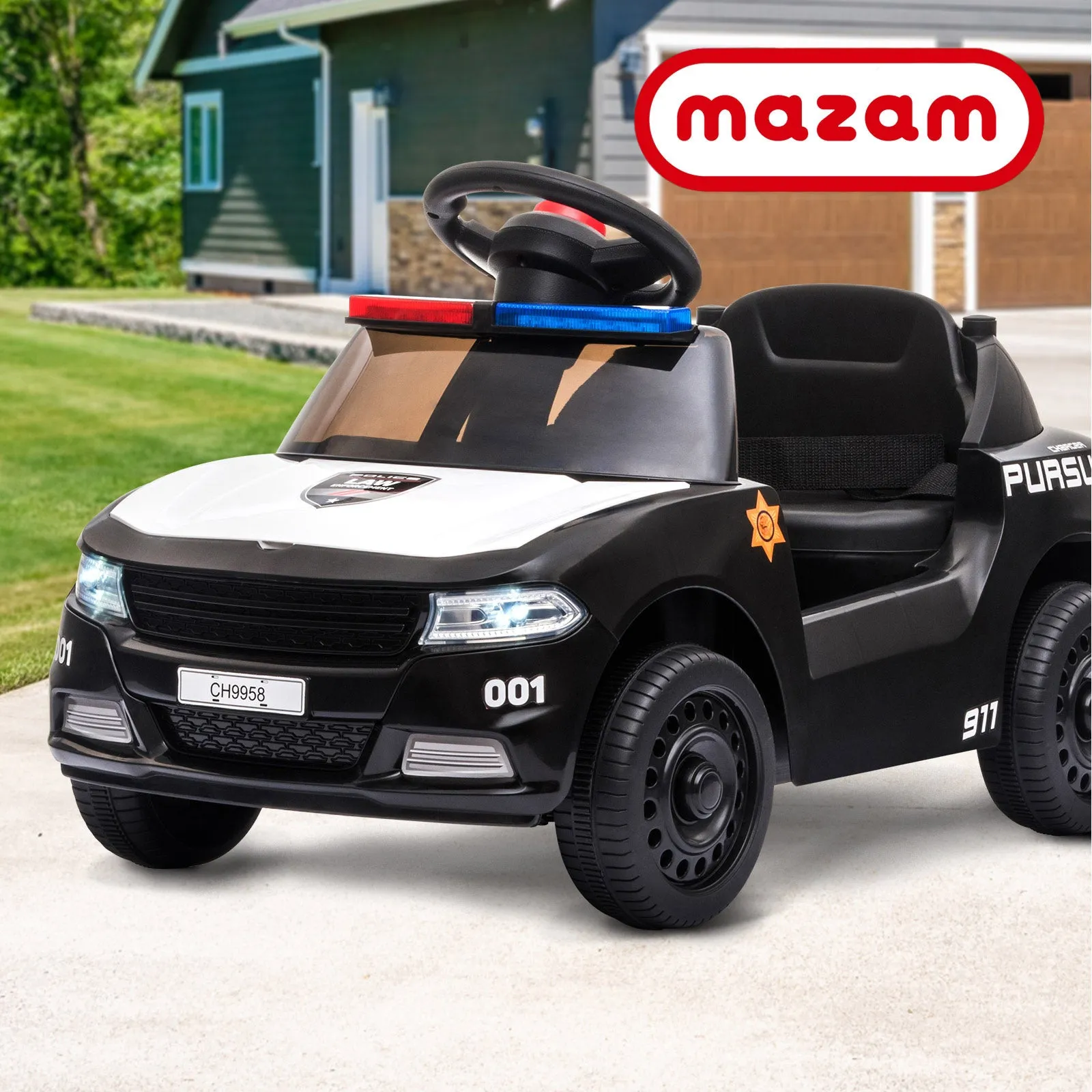 Mazam Kids Ride On Car Electric Toys Inspired Patrol Police Gift for Toddlers