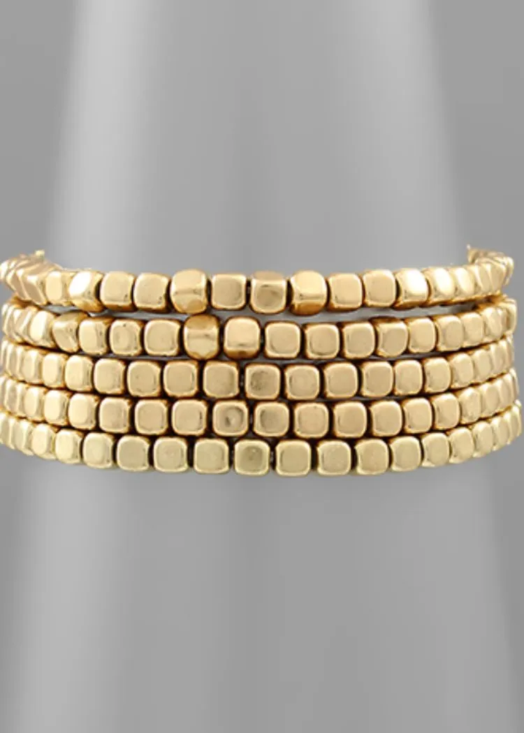 Medora Beaded Bracelet- Gold