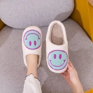 Melody Blue Smiley Face Slippers