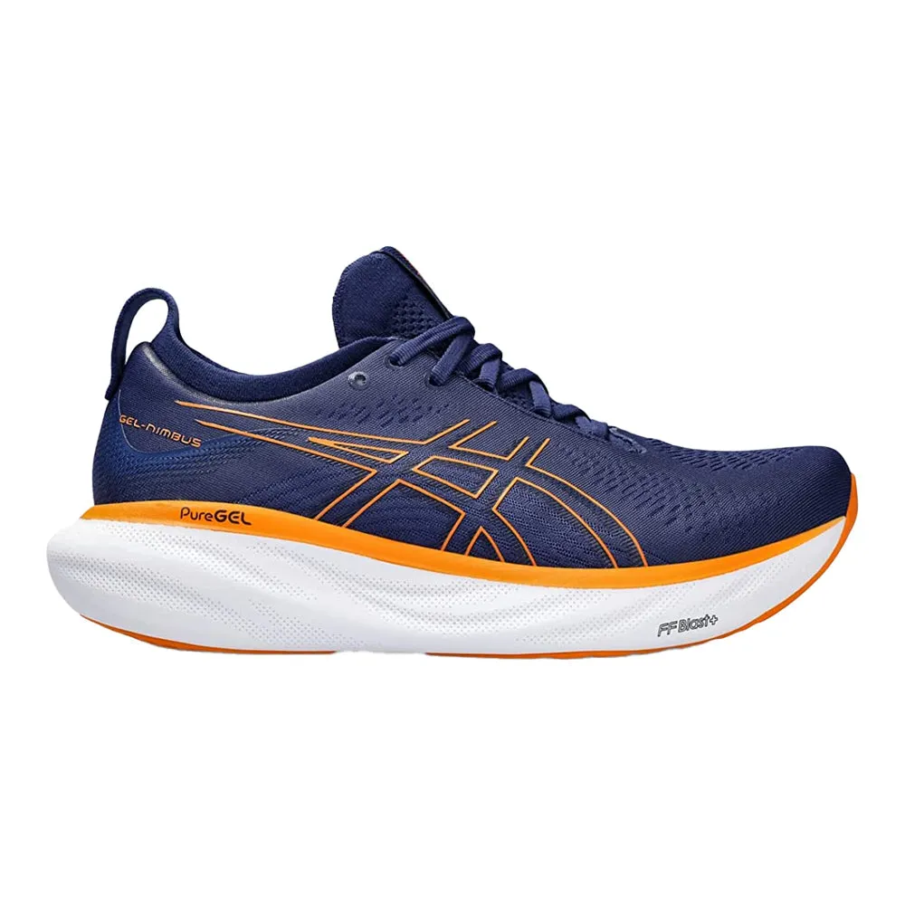 Men's Asics Gel-Nimbus 25, Deep Ocean/Bright Orange, 7.5 2E Wide