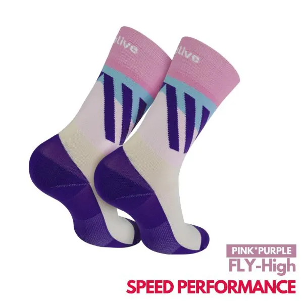 Motive Sock Speed Performance Fly - High Crew Pink/Purple