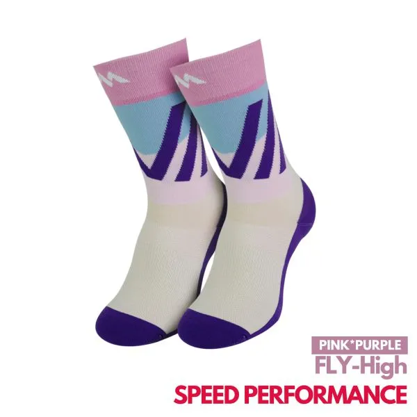 Motive Sock Speed Performance Fly - High Crew Pink/Purple